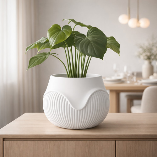 Wavy ribbed planter - ribbed, pot
