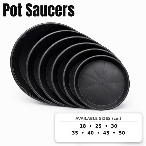 Black plant pot saucers - pot,